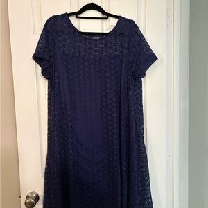 Lane Bryant Navy Lace Midi Shift Dress